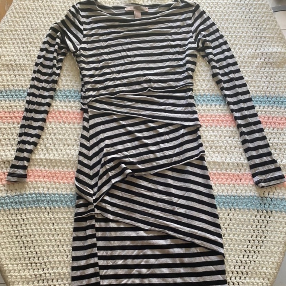 Forever 21 Striped Contemporary Dress (BLK&GRY)